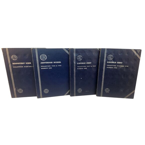 Whitman Coin Album Set Roosevelt Dime Jefferson Nickel & Lincoln Cent Collection - Picture 1 of 12